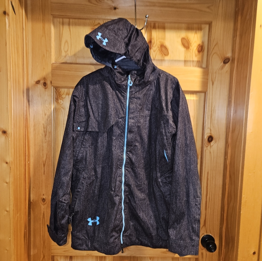 Under armor Ski Coat Recco men's size Large Aqua Blue logo